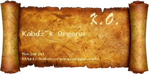 Kabók Orgona névjegykártya